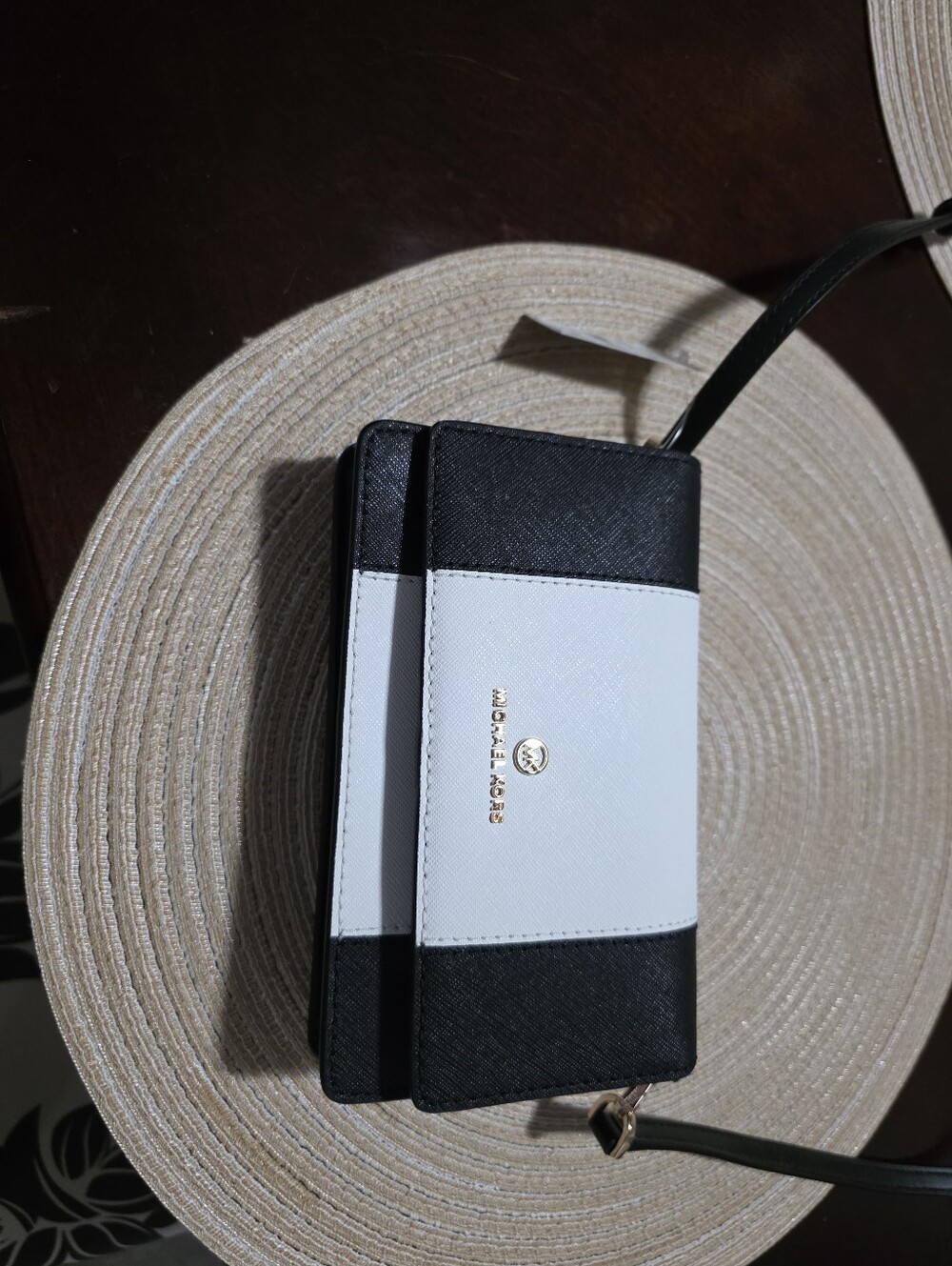 Michael Kors Black & White Crossbody Phone Wallet